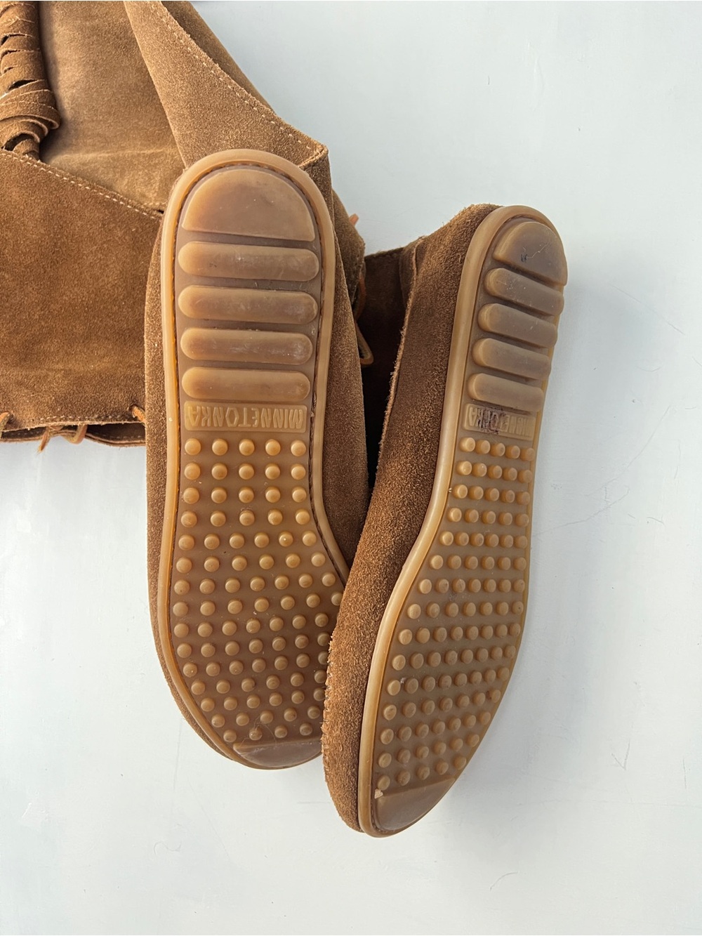 Minnetonka Brown Suede Fringe Lace-Up Over-the-Knee Boots - Picture 6 of 7